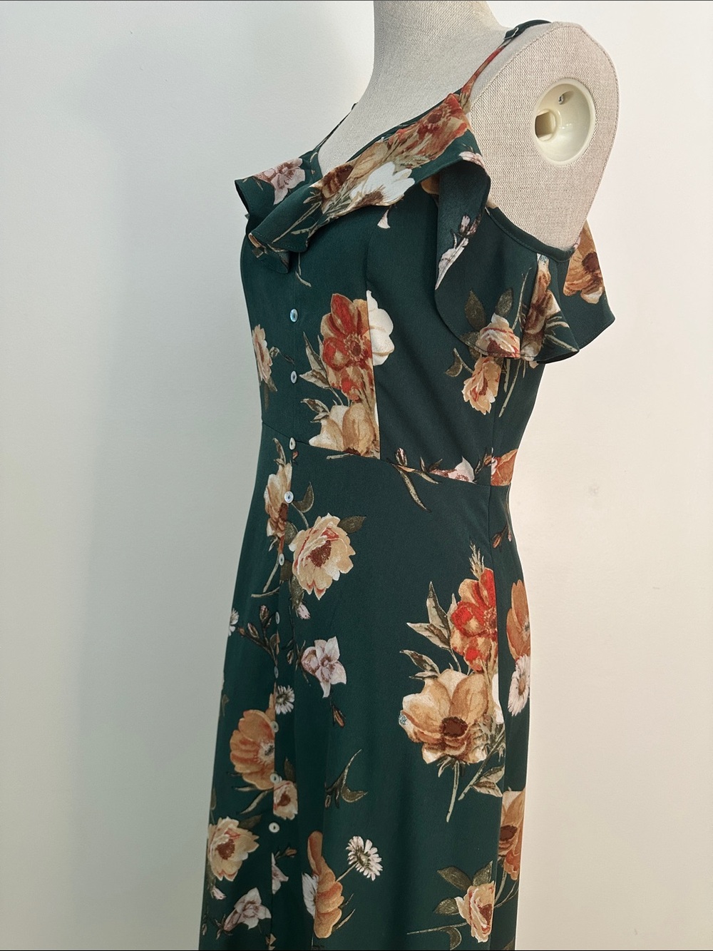 Altar'd State Emerald Green Floral Ruffle Maxi Dress - Picture 6 of 13